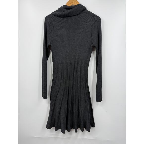 Calvin Klein Sweater Dress Womens Gray Knit Ribbed Turtle Neck Size Large - Picture 4 of 4